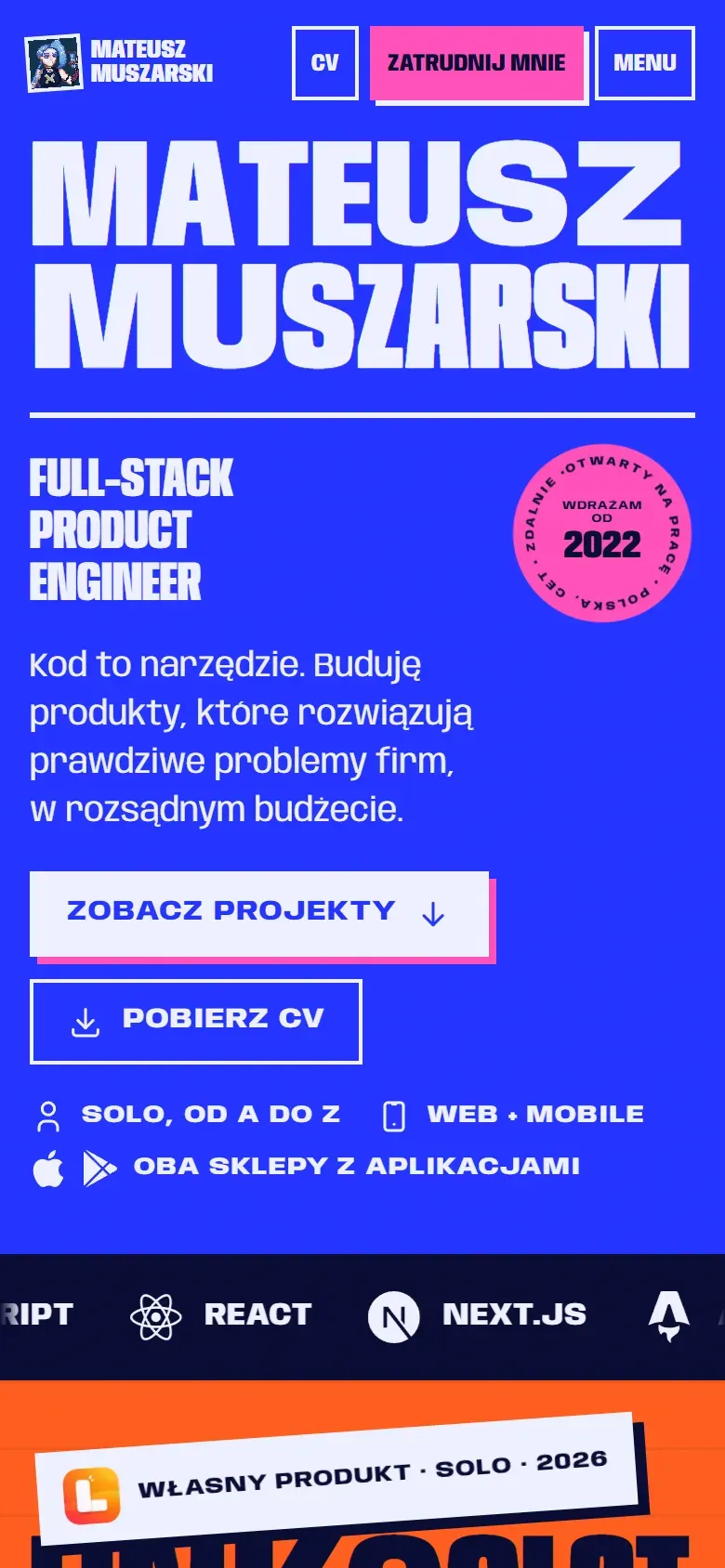 Strona główna na telefonie: pasek narzędzi to jeden wiersz, ucięty z obu stron, przesuwający się w bok