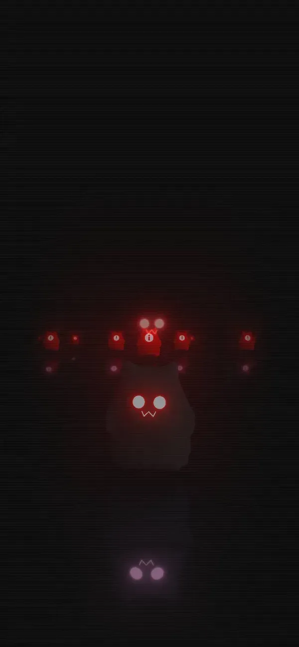 Samsy's portfolio on a phone: a dark screen with a glowing red robot and no links